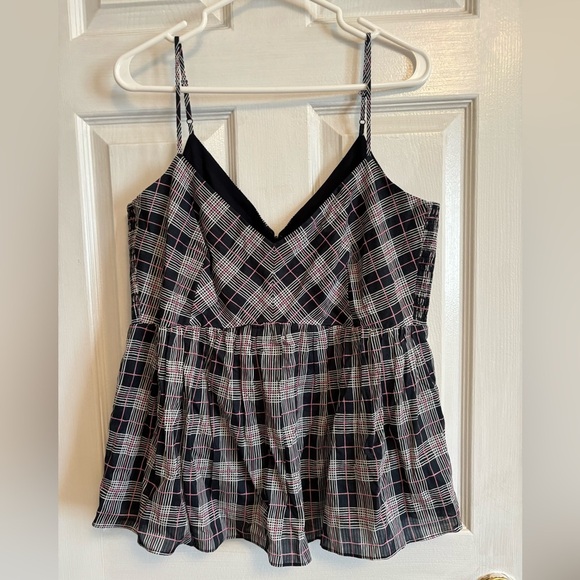 NWT Ckub Monaco Plaid Spaghetti Strap Top Large - Picture 1 of 6